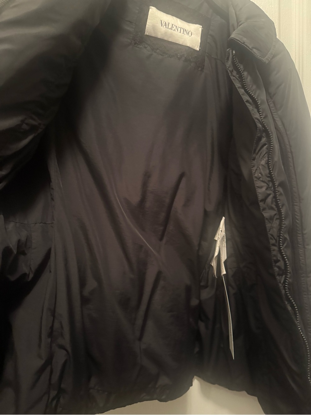 Valentino Black Ruffled Front Puffer Jacket - Picture 6 of 7